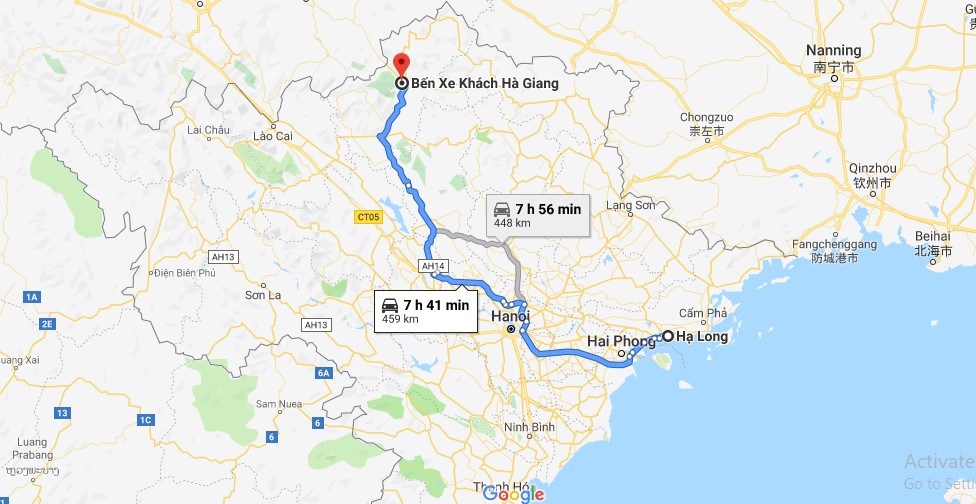 It is about 440km from Ha Giang to Ha Long, Quang Ninh.